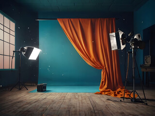 stage with curtains and spotlights