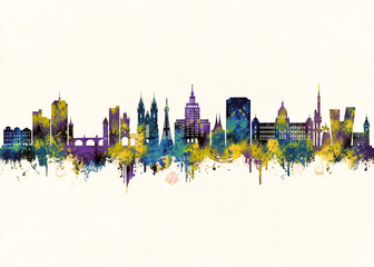 Prague City Skyline. Cityscape Skyscraper Buildings Landscape City Downtown Background Modern Art Architecture Business View Building Corporate Abstract Landmarks Travel