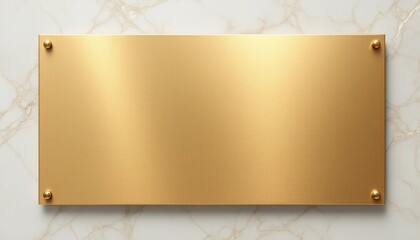 Brushed Gold Plaque Mounted on Marble Wall  
