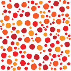 Seamless hand drawn multicolor polka dots isolated on white background, Monochrome minimalist graphic design, Stylish background with randomly disposed spots