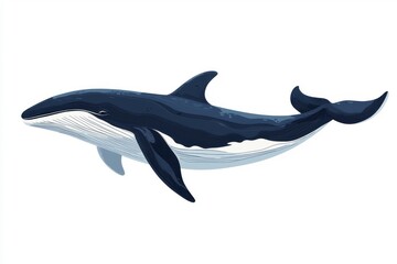 A flat style whale illustration, isolate on white background, emphasizing simplicity and form.