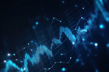 Obraz premium Abstract digital data graph with glowing blue lines and tech background for finance analysis