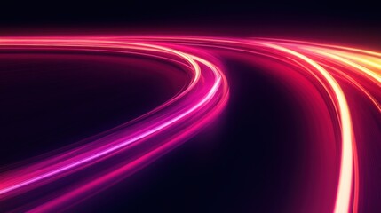 Gradient of red to magenta neon road speed. Light abstract laser trace from the movement of cars. LED curves fast strips. 