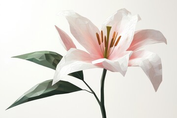 Fototapeta premium A low polygon style lily, isolate on a white background, featuring geometric shapes and a contemporary design.