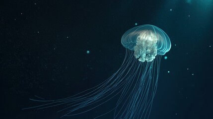 Ethereal Jellyfish Glowing in Deep Sea Waters
