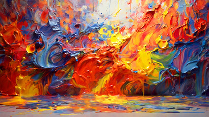 絵の具が塗りたくられている様子