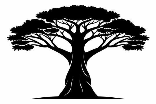 
Baobab Tree Silhouette, Baobab Tree Vector Illustration, Baobab Tree Vintage Logo Vector
