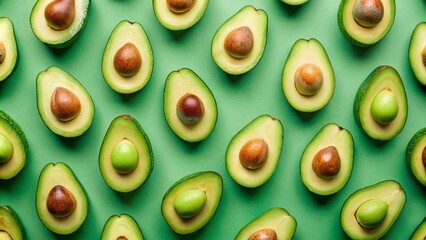Silhouette of Avocado Halves on Light Green Background for Fresh Food Inspiration