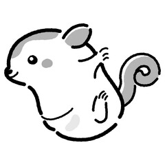 シンプルでかわいい手描きモモンガのキャラクター（横向き）