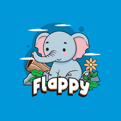 Vector Illustration of Elephant with Cute Zoo Vector Illustration Available for Tshirt Design