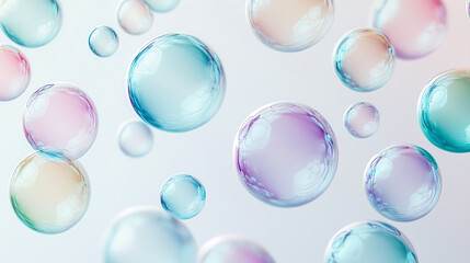 delicate soap bubbles against a white background