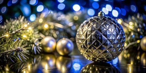 Silver Christmas Ball on White Background - Festive Decor and Holiday Spirit