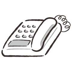 シンプルな固定電話機の手描きイラスト