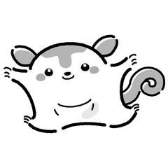 シンプルでかわいい手描きモモンガのキャラクター（正面）