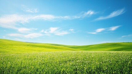 Serene Green Landscape Under a Clear Blue Sky