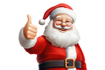 generated illustration of santa claus showing thumbs up isolated on white background