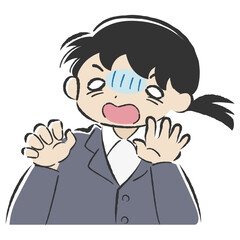 Obraz premium 驚いて青ざめるスーツを着た女性のイラスト