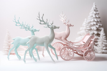 Obraz premium generated illustration of Santa Claus and sleighs against christmas tree