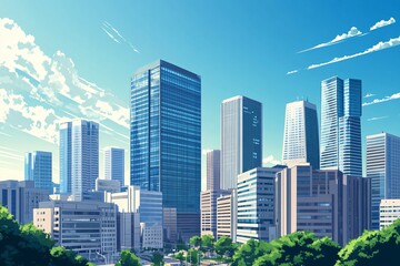 Obraz premium downtown city skyline