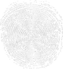 Vector grunge style black and white fingerprint.