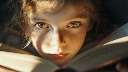 Illuminated Child's Face in Sunlight