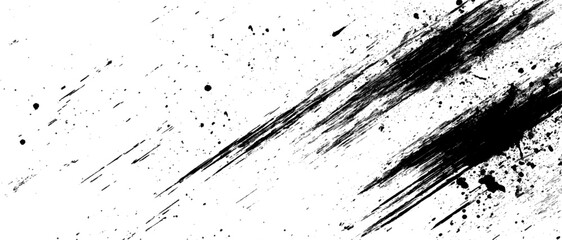 Vector brush grunge texture Rough Black Scratches splatter grunge distressed background.