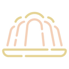 A vibrant and playful illustration of a gelatin dessert presented on a simple plate, showcasing its delightful shape.