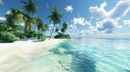 Serene Tropical Island with White Sandy Beaches