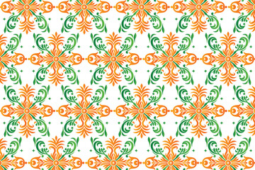 Abstract Floral and Geometric Seamless All Over Pattern for Textile and Fabric Design with Colorful Blossoms Damask Motifs and Vintage Inspired Elements