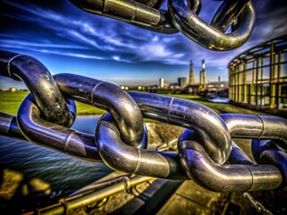 Naklejka premium Steel Chain Breaking Vector - High-Quality Drone Photography for Industrial Themes