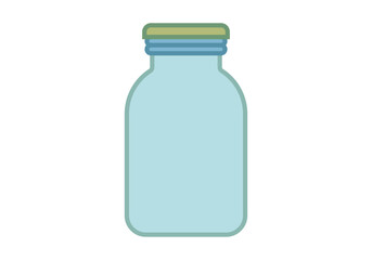 Bote de cristal azul en fondo blanco