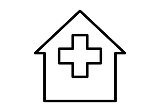 Icono negro de ambulatorio u hospital