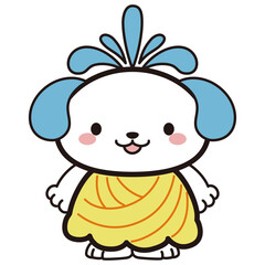 サンバの衣装を着た犬キャラクターイラスト