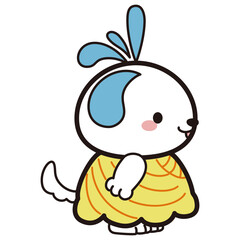サンバの衣装を着た犬キャラクターイラスト