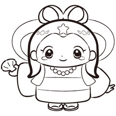乙姫がモチーフのキャラクターイラスト