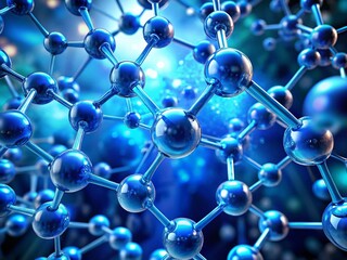 Stunning 3D Render of Blue Molecular Structure for Scientific Visualization and Education