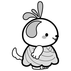 サンバの衣装を着た犬キャラクターイラスト