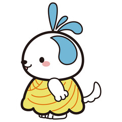 サンバの衣装を着た犬キャラクターイラスト