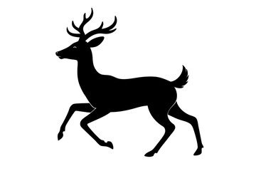 Deer running silhouette  | vector silhouette illustration on white background