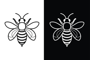 Minimalist Bee Icon. Flat Honey Bee Symbol for Graphic Design