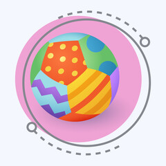 3d cartoon style colorful baby or beach ball icon. Realistic ball for playing sports game outdoor on white background flat vector illustration. Entertainment, joy, recreation concept