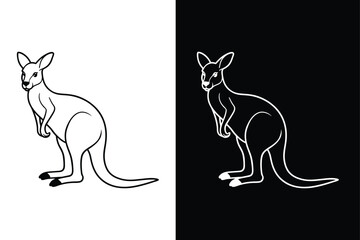 Kangaroo Silhouette Line Logo. Bold and Minimal Vector Illustration