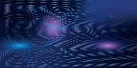 Abstract Wavy Particle Technology Background Design. Abstract wave moving dots flowing particles.