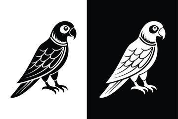 Elegant Parrot Silhouette. Editable Stroke Vector Icon Design
