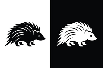 Contemporary Porcupine Silhouette. Simple and Elegant Vector Icon