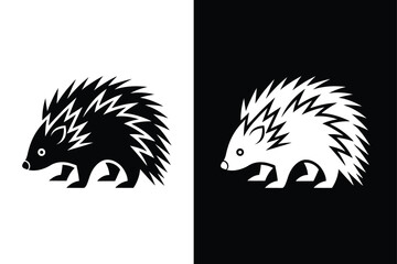 Sharp Porcupine Silhouette. Modern Animal Icon in Vector Art