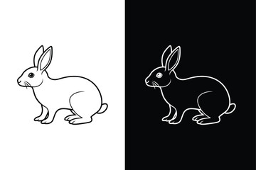 Minimalist Rabbit Outline Icon. Sleek Line Art Vector Design