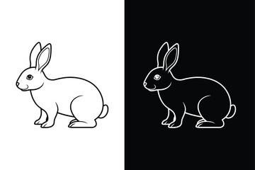 Sleek Rabbit Outline. Contemporary Black Line Art Vector Design