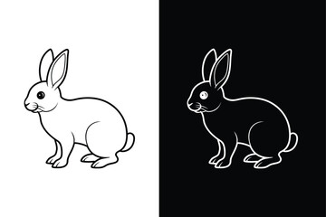 Graceful Rabbit Line Art. Simple Black Silhouette Vector Icon