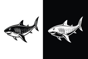 Minimalist Shark Silhouette. Bold Vector Art on White Background